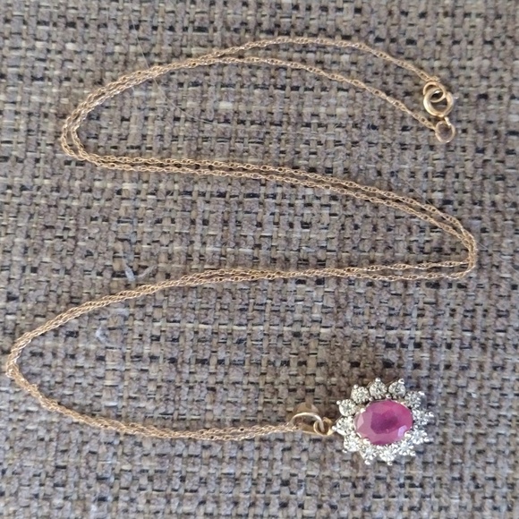 10k Ruby And Diamonds Necklace - Picture 9 of 10